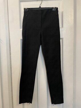 Club Monaco Women's Slim Ankle Pants with Discreet Zippers Black Size 00
